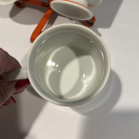 Vintage Mug Set with Metal Orange Stand - Picture 6 of 6